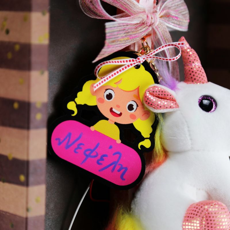 Ξύλινη Ετικέτα κορίτσι 7,5x6,5εκ.