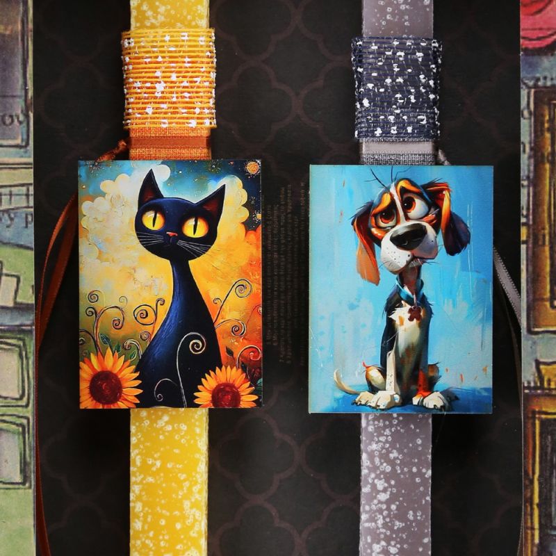 Λαμπάδα Ζευγάρι Γάτα Σκύλος - Κροκί-Μπλε