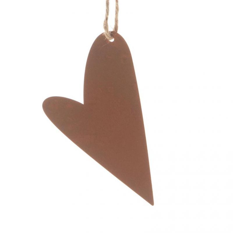 Metal hanging heart 12cm 4pc Rusty