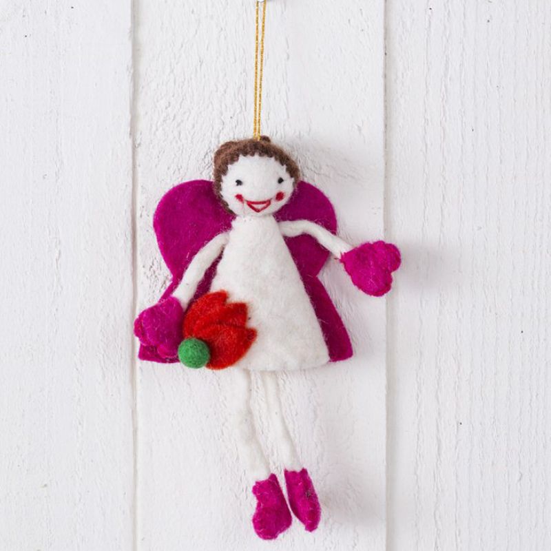 Felt fairy & side flower asst  18 x 11 cm