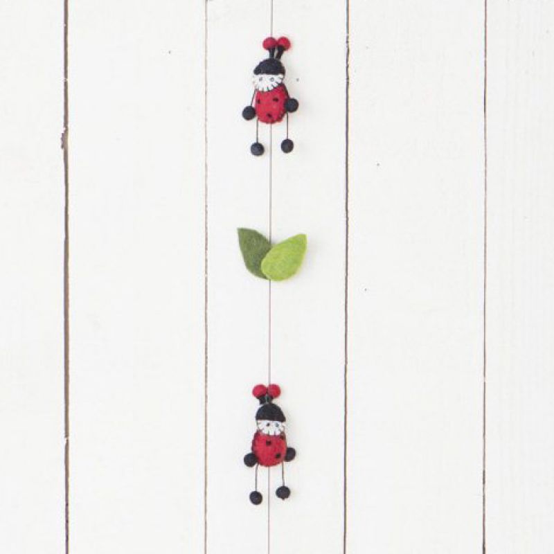 Felt hanging ladybirds with bell  150 cm