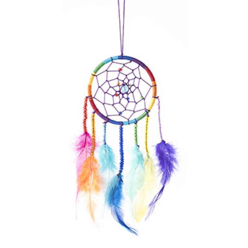 Rainbow dreamcatcher with beads, 32cm