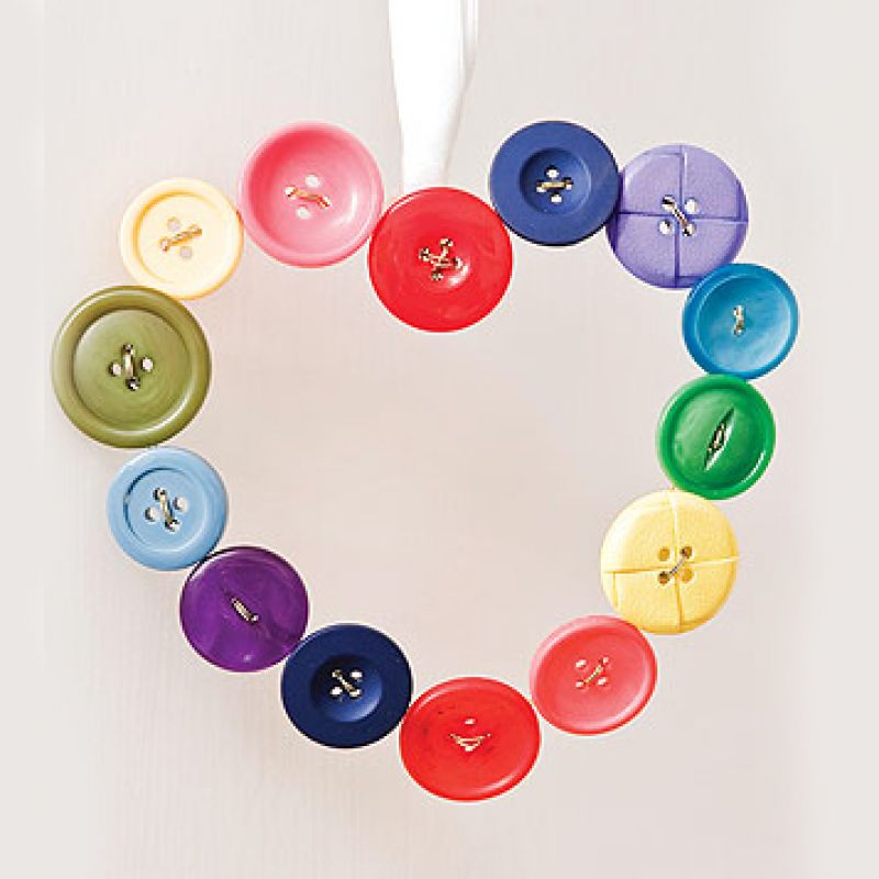Multi colour button heart decoration