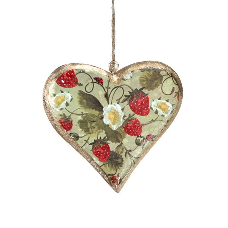 Medium vintage wooden hanging heart dec.