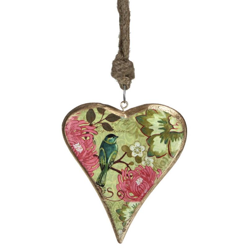 Large vintage wooden heart decoration, 17cm