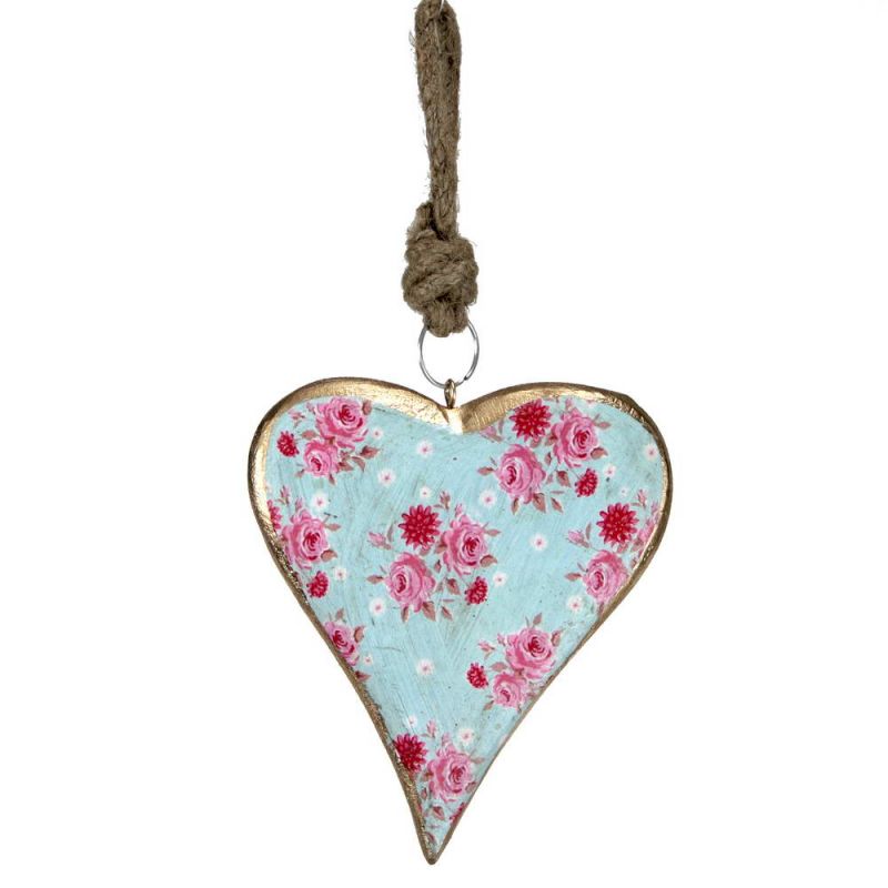 Large vintage wooden heart decoration, 17cm