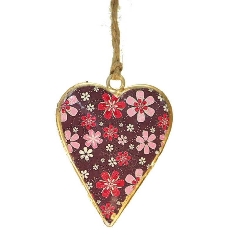 Small floral design hanging heart, 5x6cm
