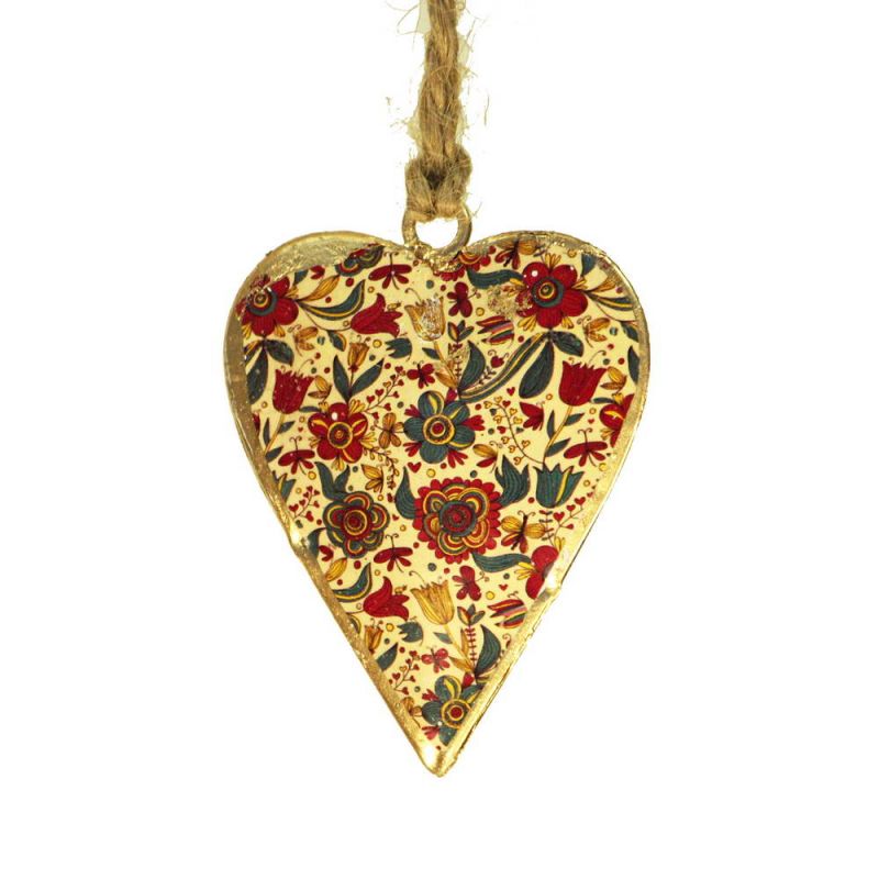 Small floral design hanging heart, 5x6cm