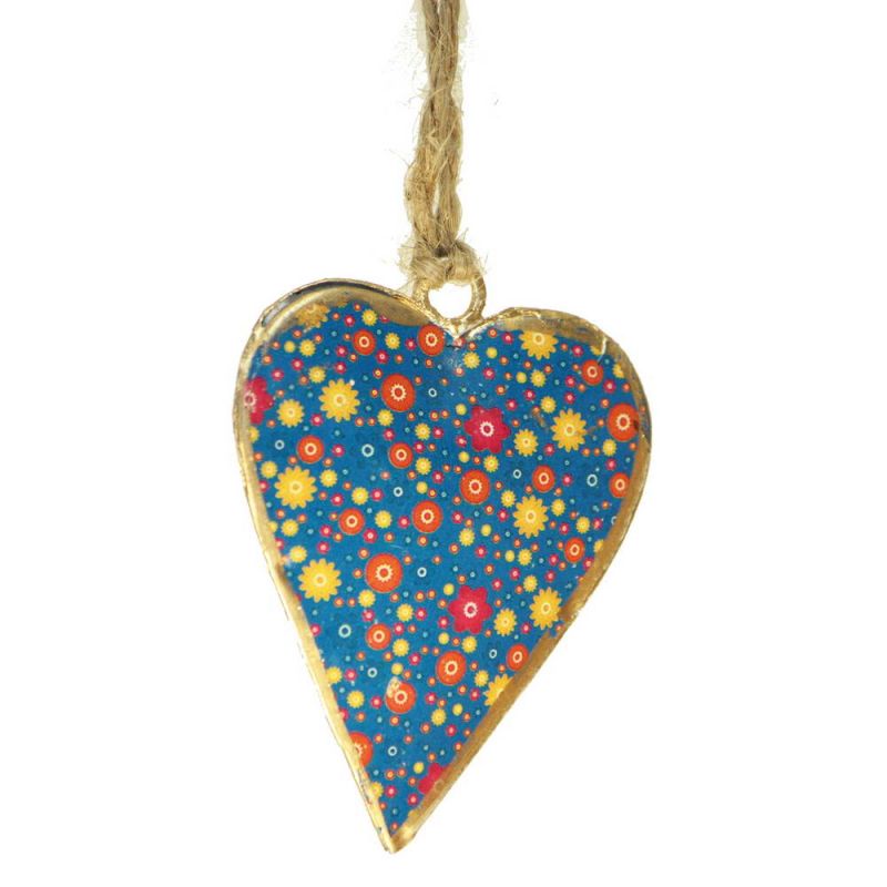 Small floral design hanging heart, 5x6cm