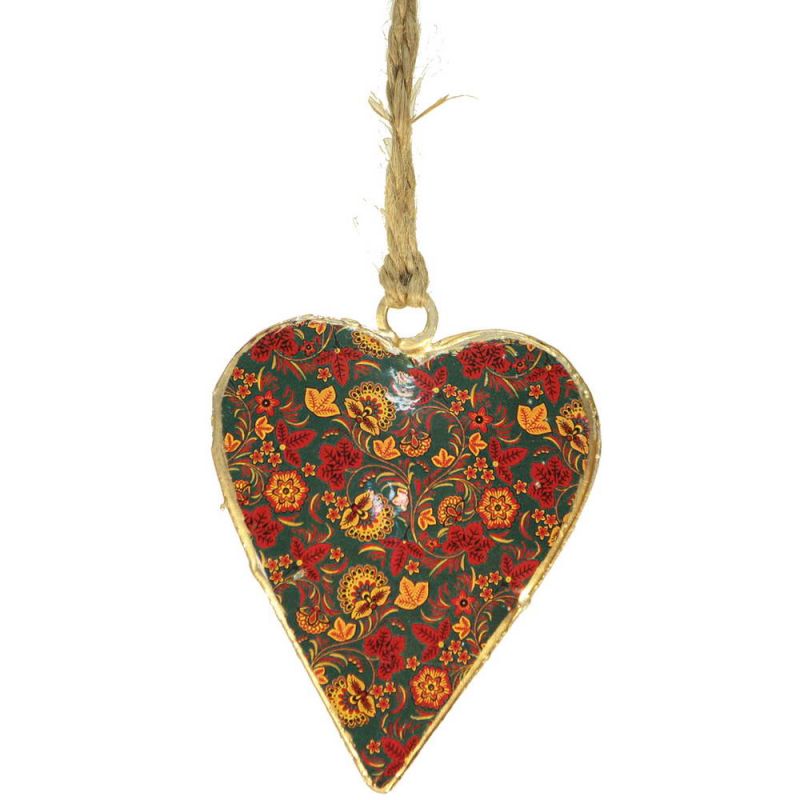 Small floral design hanging heart, 5x6cm