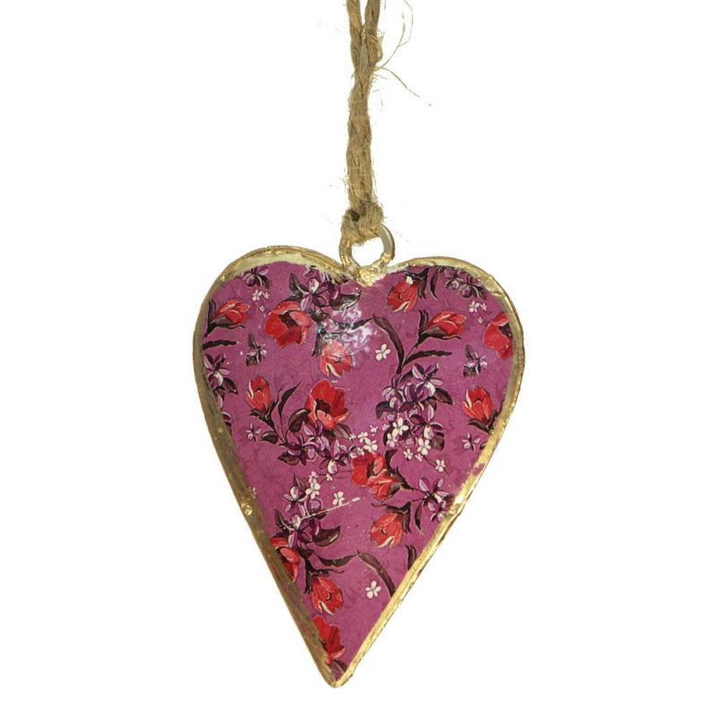 Small floral design hanging heart, 5x6cm