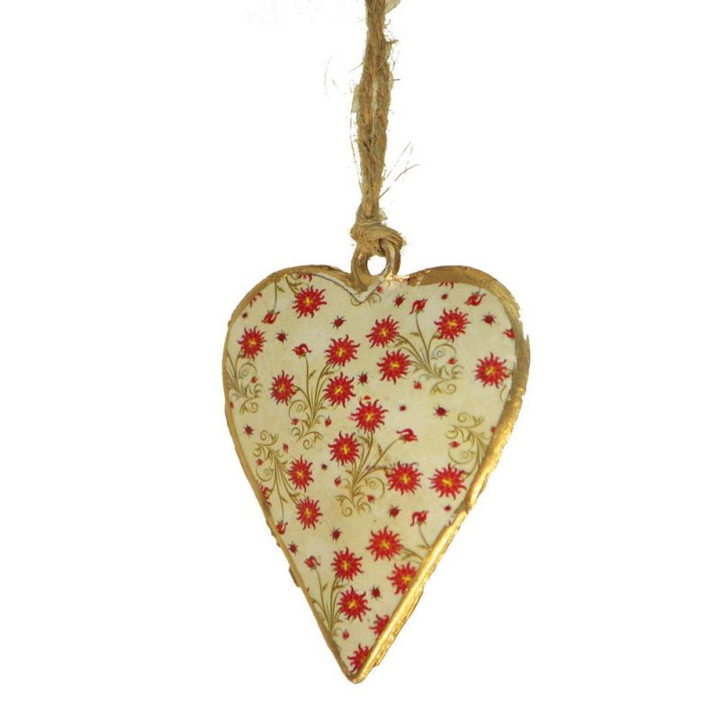 Small floral design hanging heart, 5x6cm