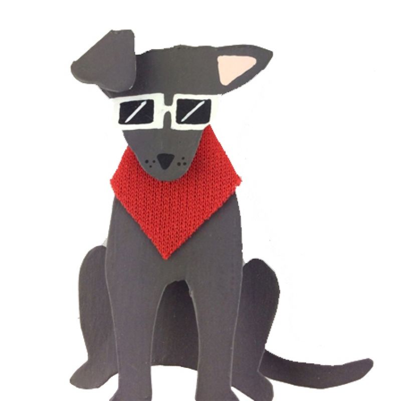 Grey summer dude dog 8.5cmx7.5cm