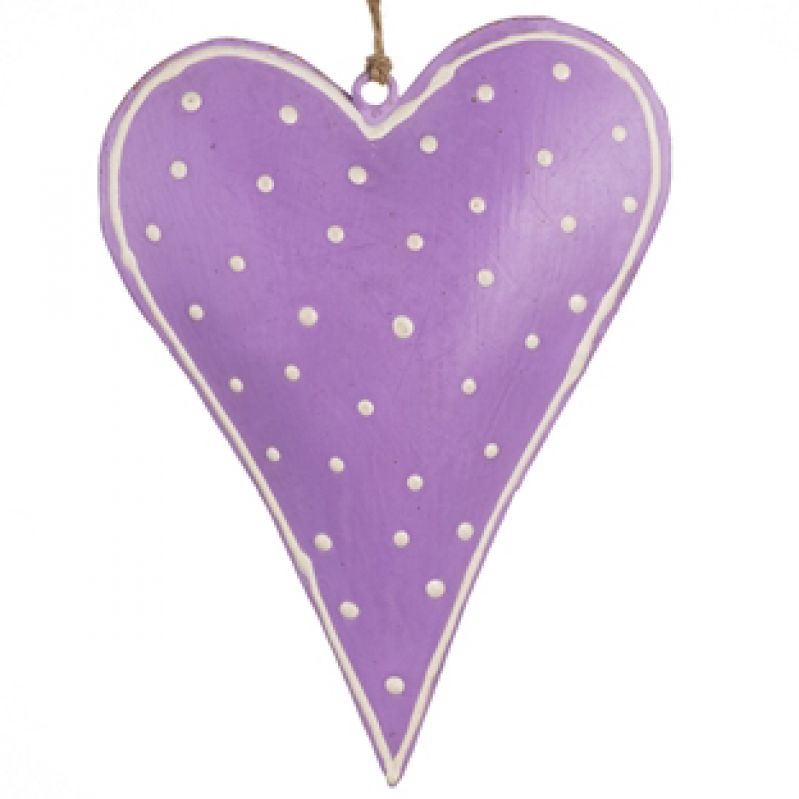 Dotty Lilac Heart Lg 17x13x2cm