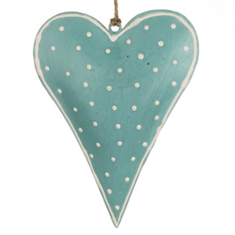 Dotty Mint Heart Lg 17x13x2cm