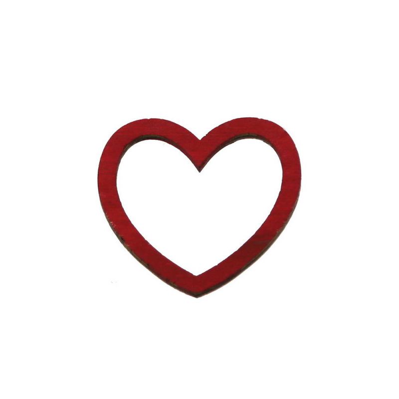 Καρδιά ξύλινη περίγραμμα - Κόκκινη