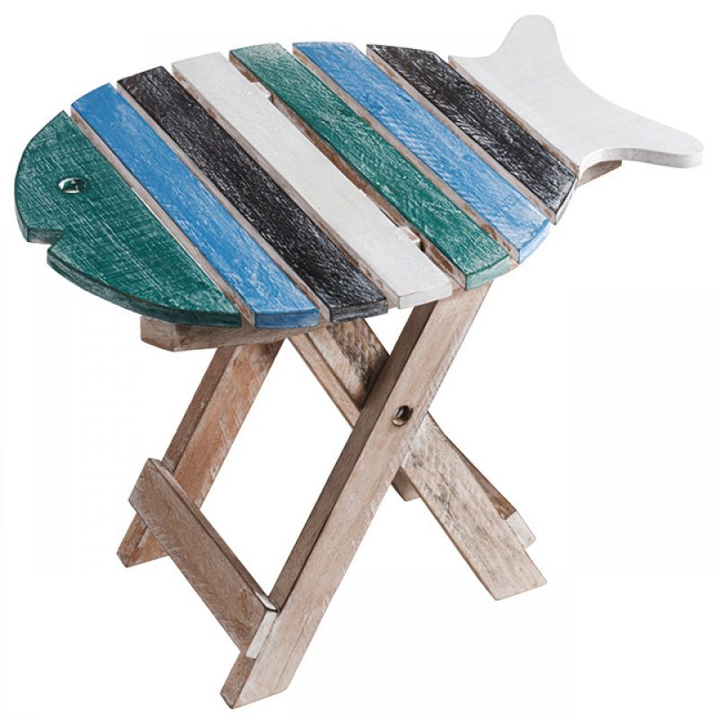 Wooden fish shaped stool Blue