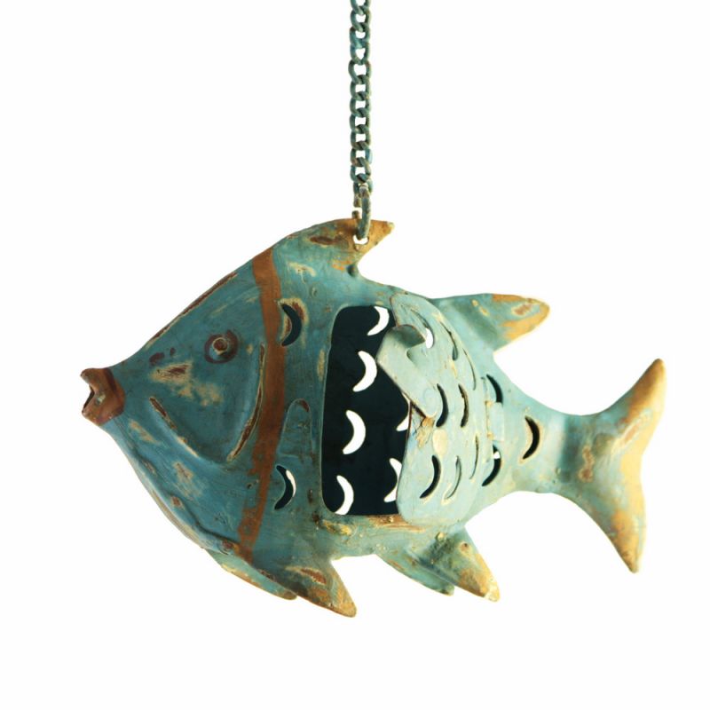 Small Fish Lantern - Turquoise Lng 20cms