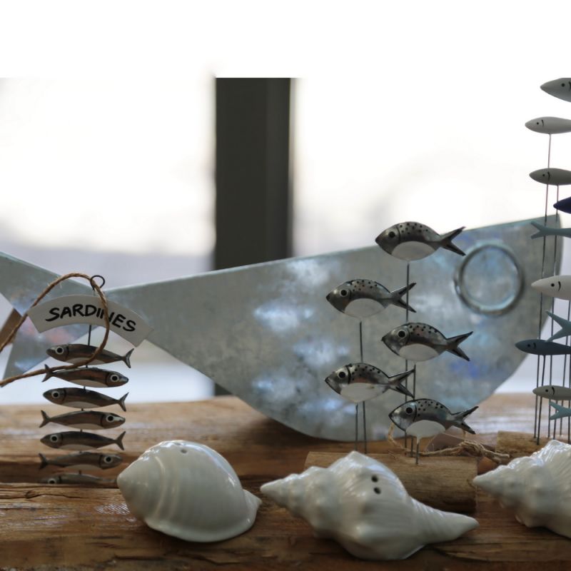 Μαμά & παιδί ψάρια ασημί origami 39x7,5εκ.