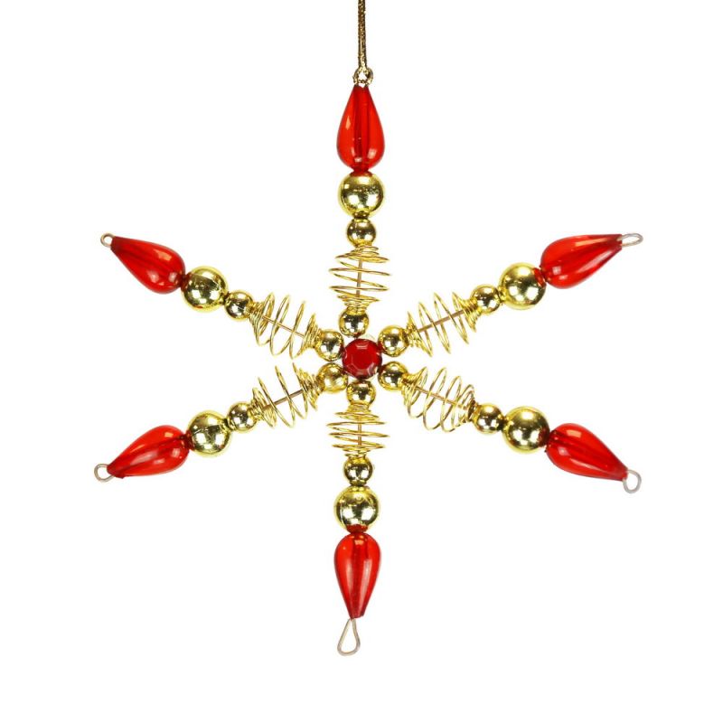 Hanging snowflake tree dec red 14cm 