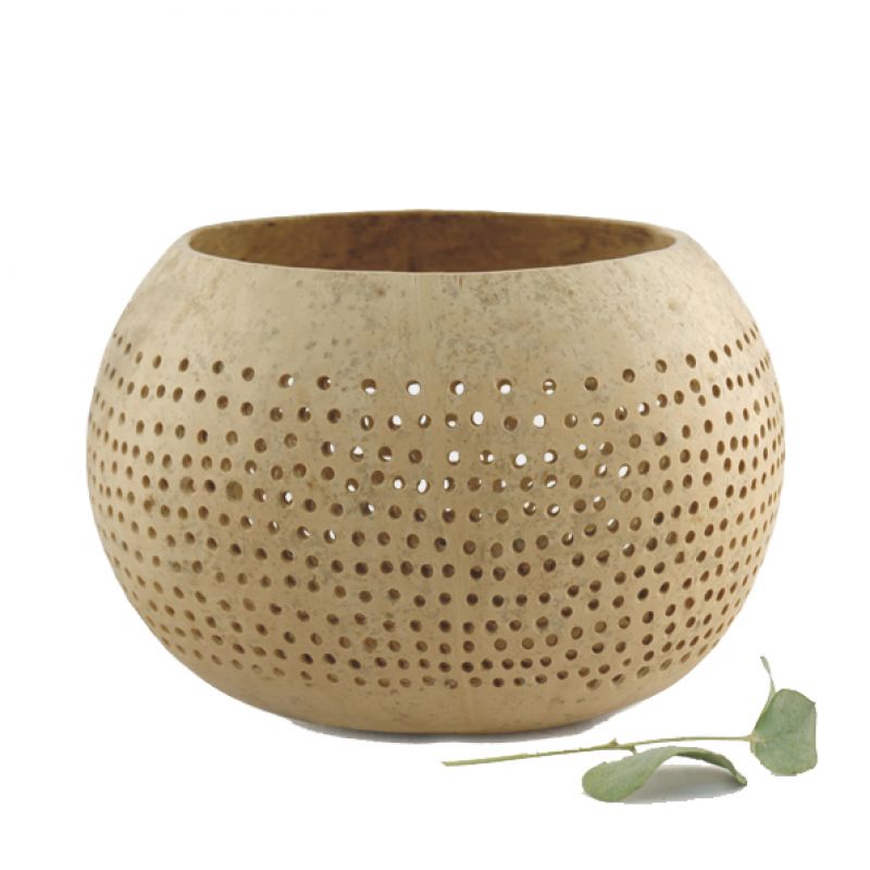 Coconut bowl – Cream small dots  (13cm  approximately)