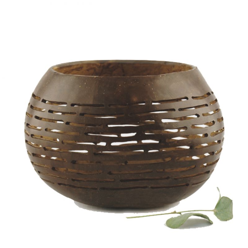 Coconut bowl – Brown horizontal  lines (13cm approximately)