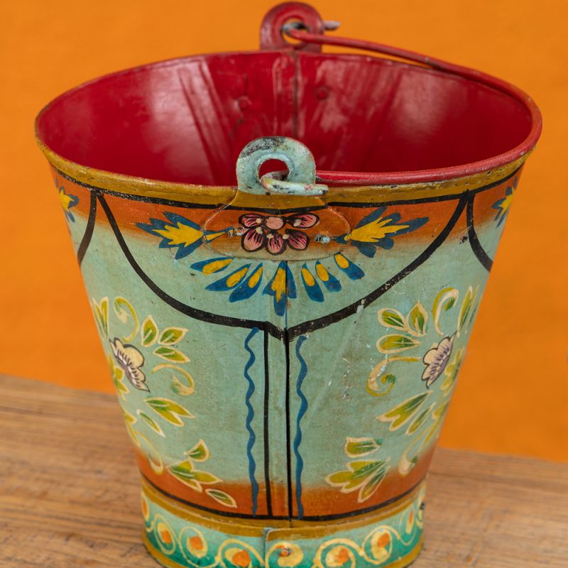 Κουβάς vintage ζωγραφιστός 25εκ. - τιρκουάζ