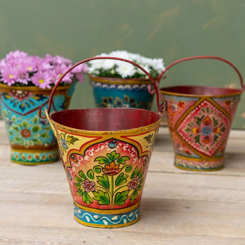 Κουβάς vintage ζωγραφιστός 25εκ. - τιρκουάζ