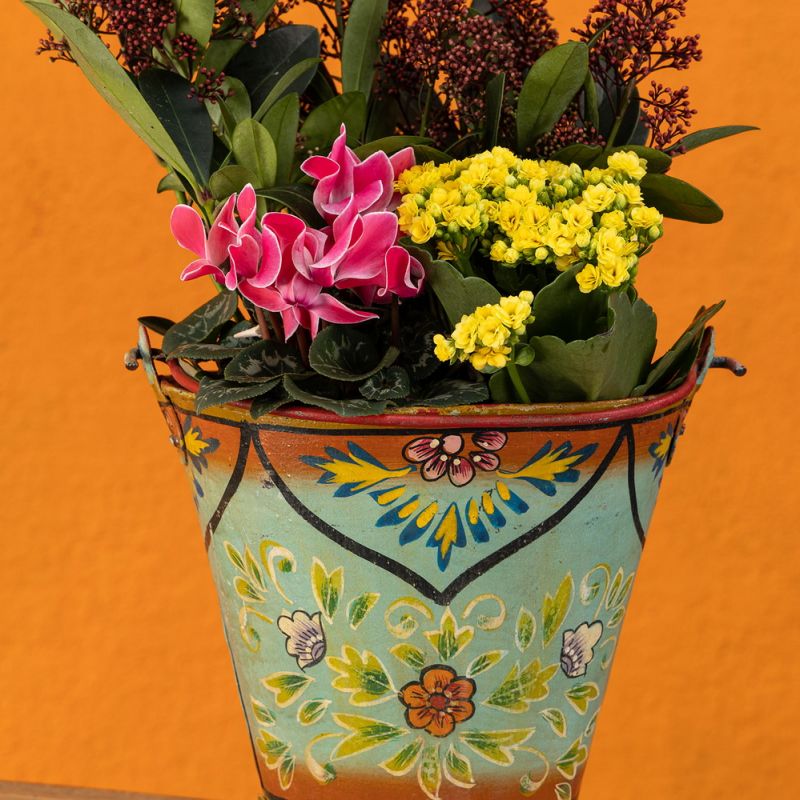 Κουβάς vintage ζωγραφιστός 25εκ. - τιρκουάζ