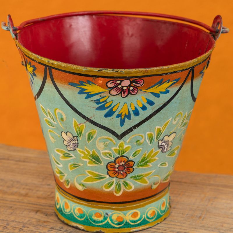 Κουβάς vintage ζωγραφιστός 25εκ. - τιρκουάζ