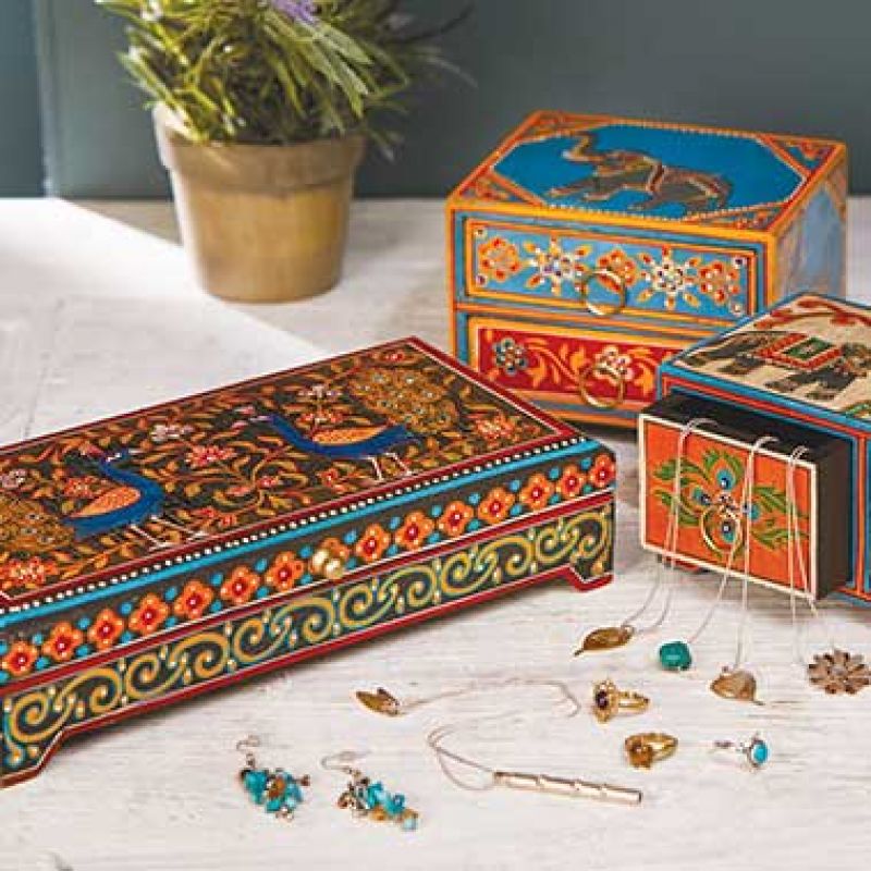 Συρταριέρα ζωγραφισμένη ελέφαντες 14,5εκ. Ξύλινη