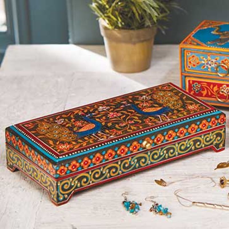 Κουτί ζωγραφισμένο Παγώνι 28εκ. Ξύλινο