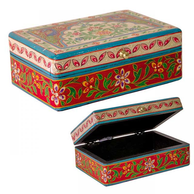 Floral Hand Painted Box 20 x 12 x 8cm