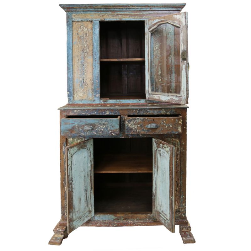 Amazing crackled paint 2-part cabinet 2door 3 drawer