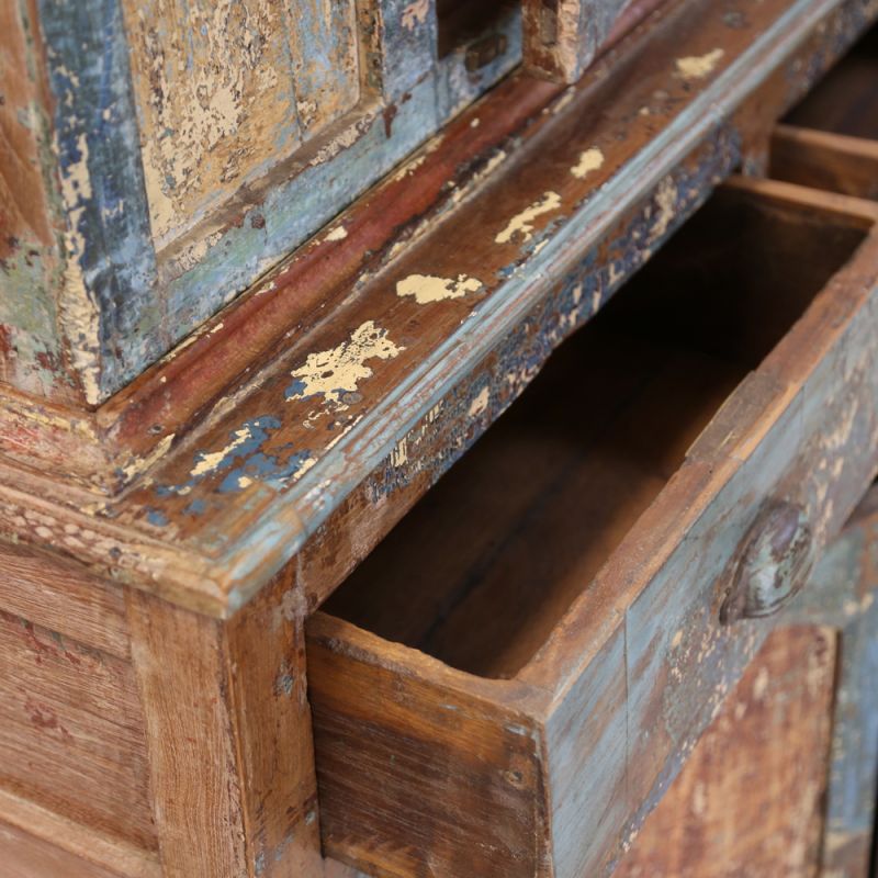 Amazing crackled paint 2-part cabinet 2door 3 drawer