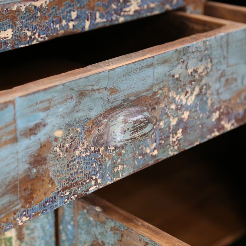Amazing crackled paint 2-part cabinet 2door 3 drawer