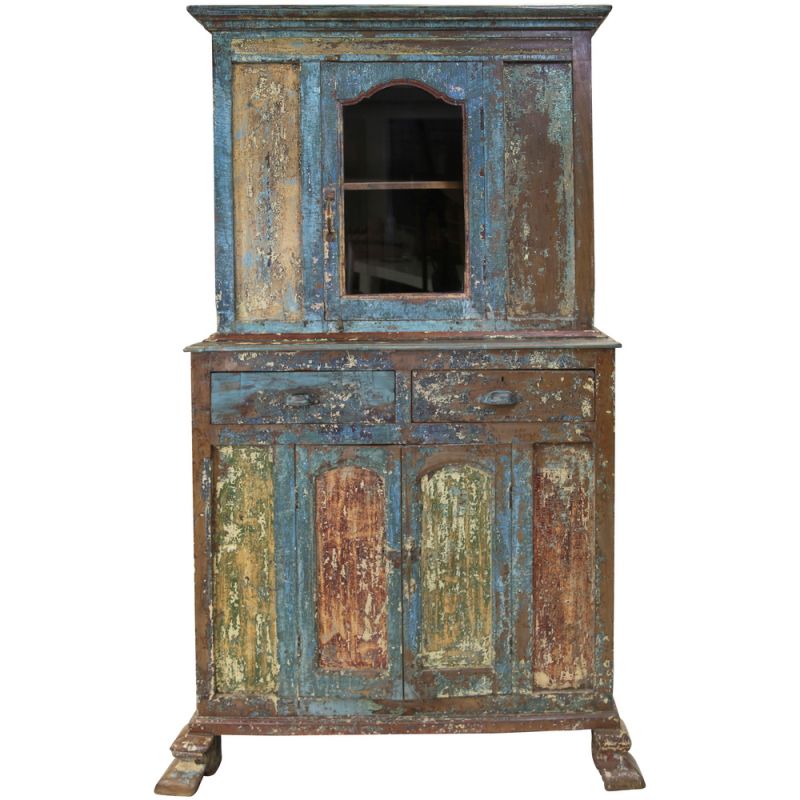 Amazing crackled paint 2-part cabinet 2door 3 drawer