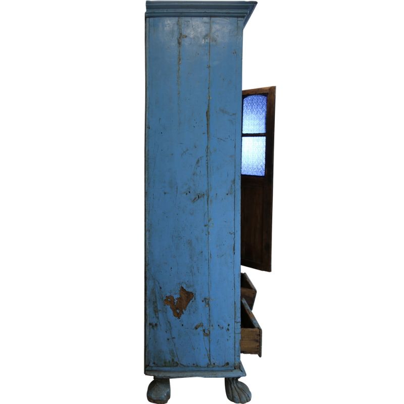 Ντουλάπι vintage μπλε 168x100εκ. μασίφ ξύλο