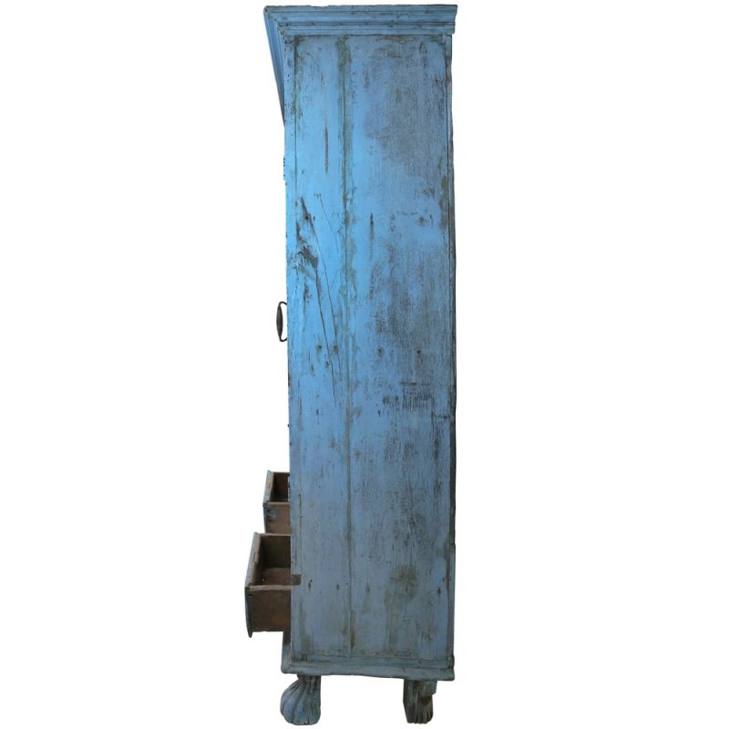 Ντουλάπι vintage μπλε 168x100εκ. μασίφ ξύλο
