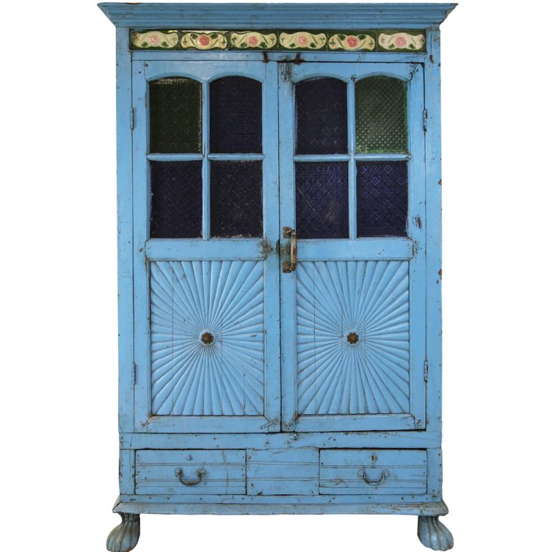 Ντουλάπι vintage μπλε 168x100εκ. μασίφ ξύλο