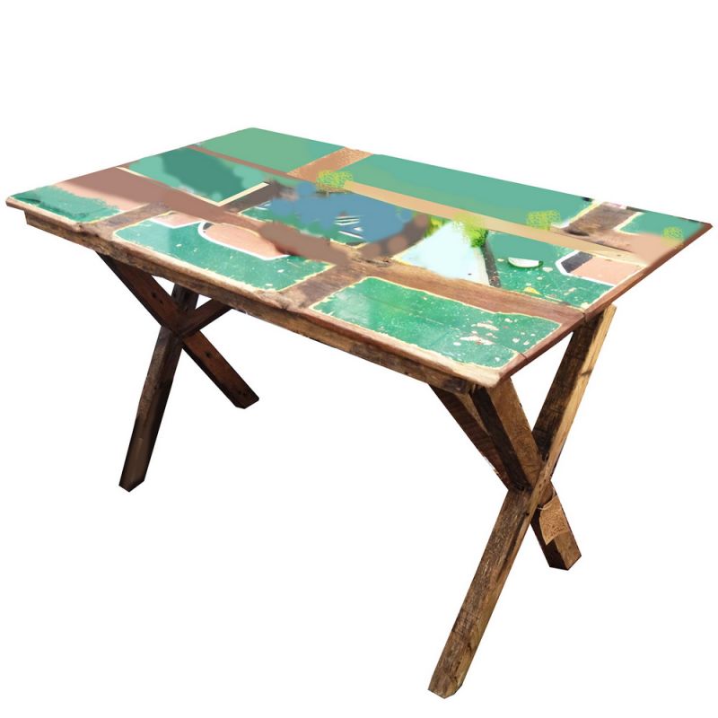 Recycled wood table 130x70x78cm