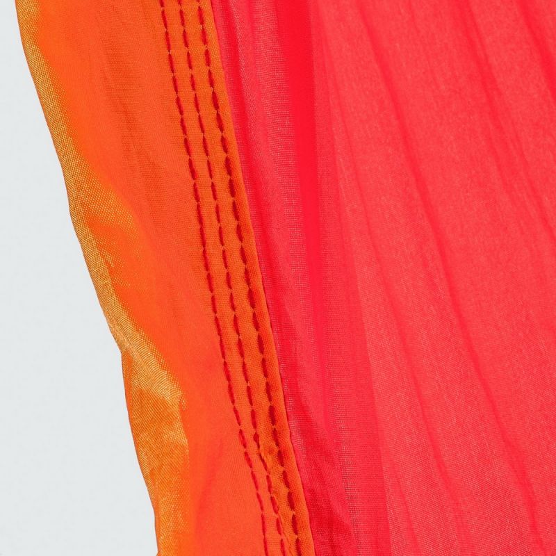 Orange & red hammock made from old silk parachutes