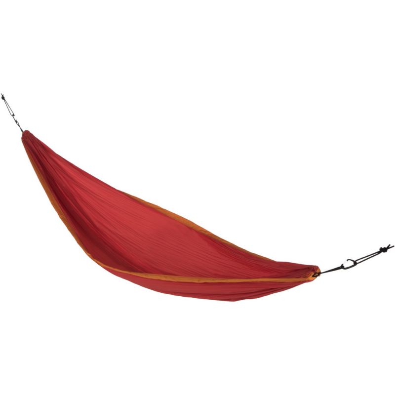 Orange & red hammock made from old silk parachutes