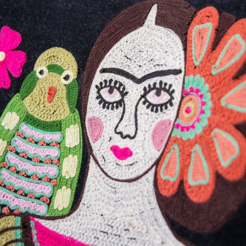 Frida Kahlo embroidered velvet armchair 75X64cm