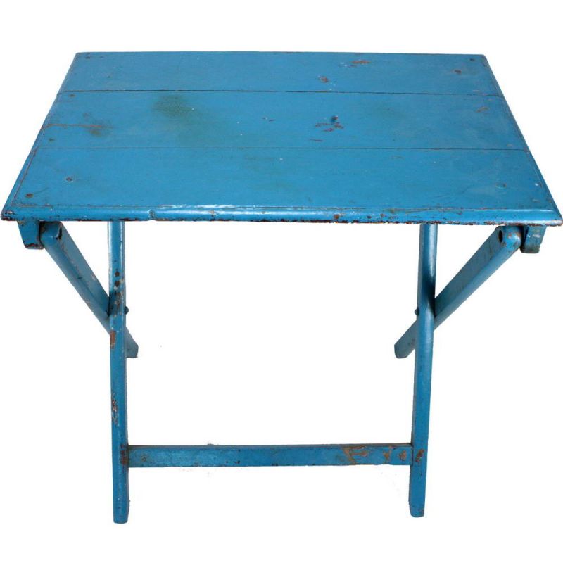 Vintage Wooden blu folding Table appx size 77x54x76cm