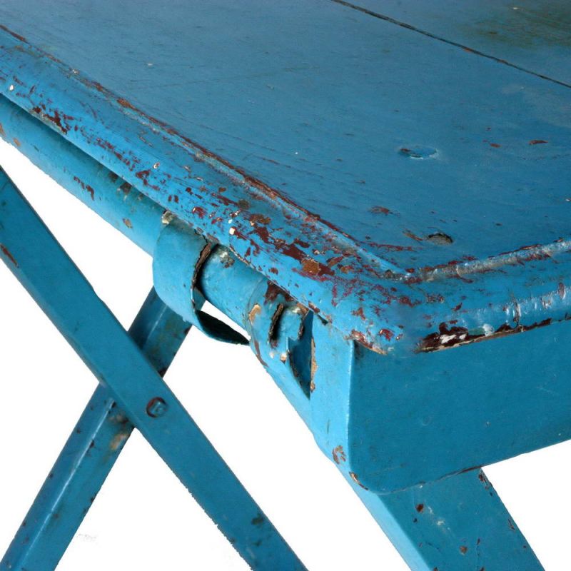Vintage Wooden blu folding Table appx size 77x54x76cm
