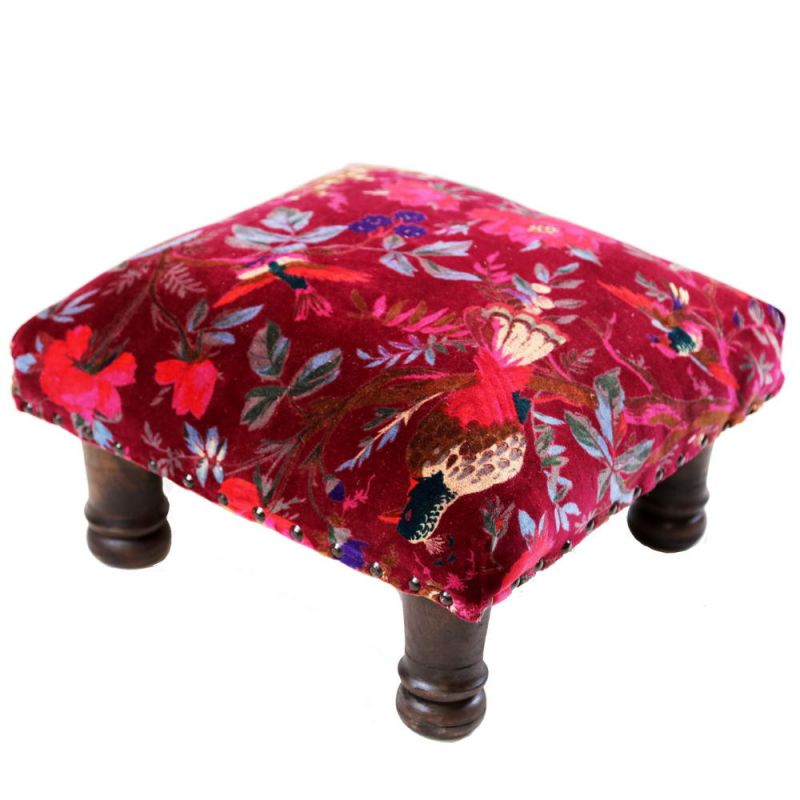 Footstool with velvet cotton