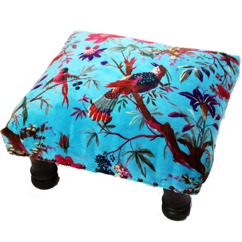 Footstool with velvet cotton