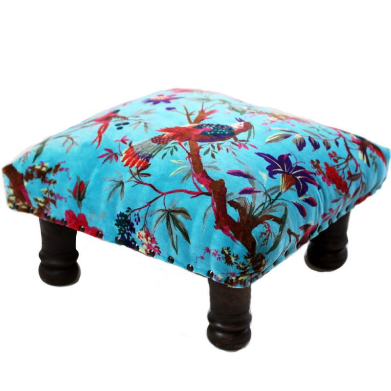 Footstool with velvet cotton