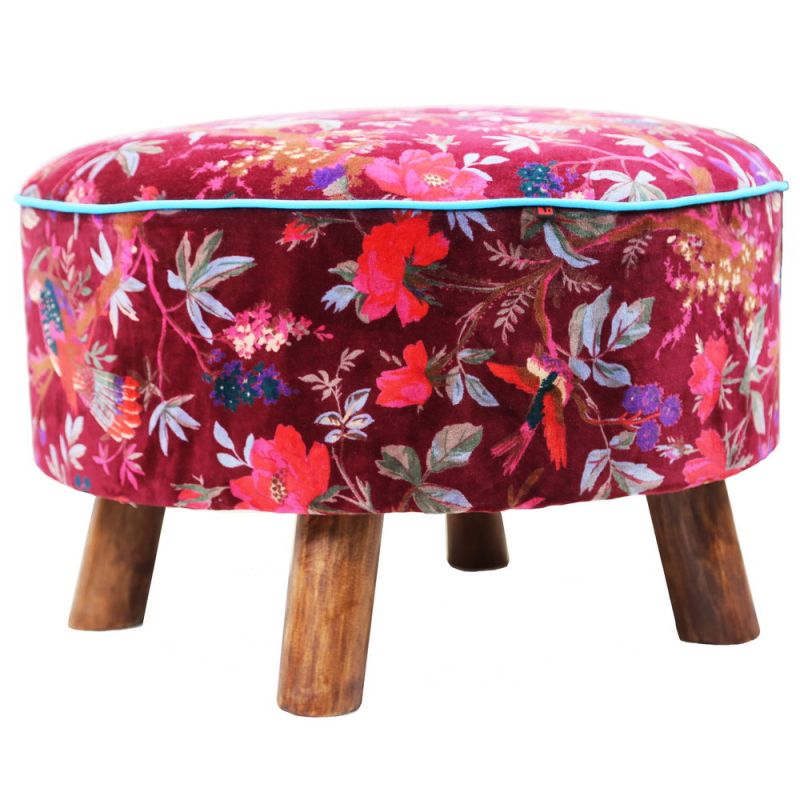 Stool structure wooden with cotton velvet 60cm